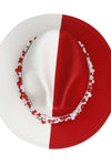 Delta Luxe Pearl - Adorned Red & White Fedora - KIOKO