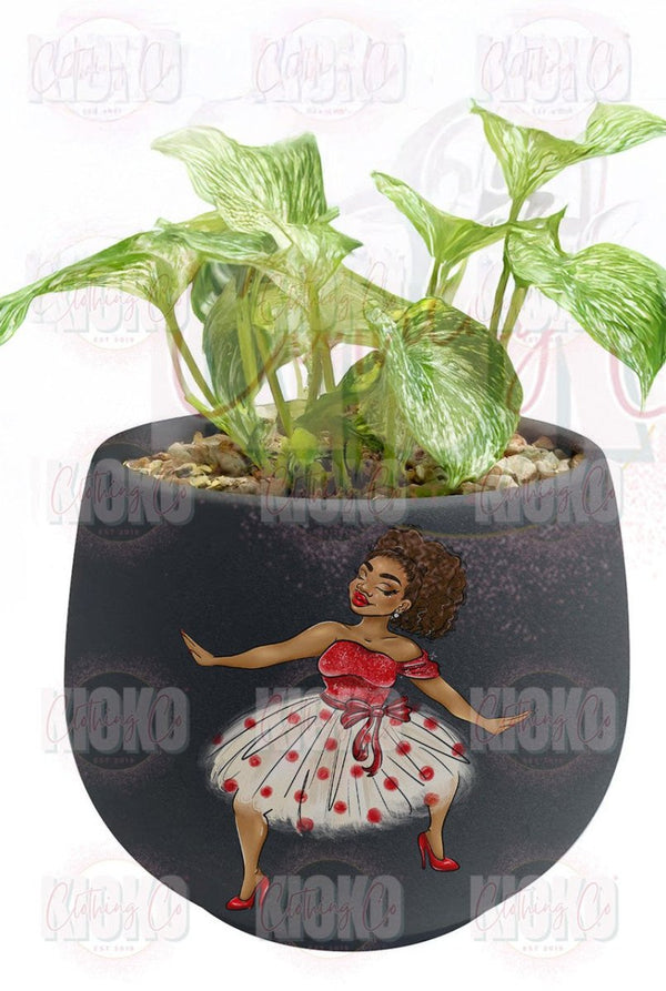 Delta Sigma Theta Black Ceramic Planter - KIOKO