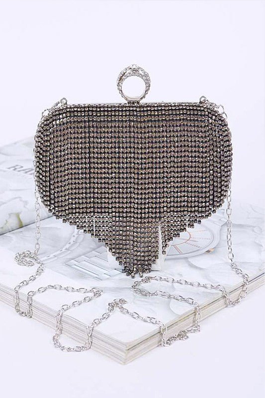 Drape Vision Fringe Rhinestone Clutch - KIOKO