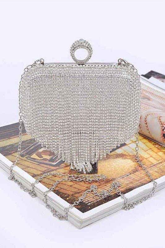 Drape Vision Fringe Rhinestone Clutch - KIOKO