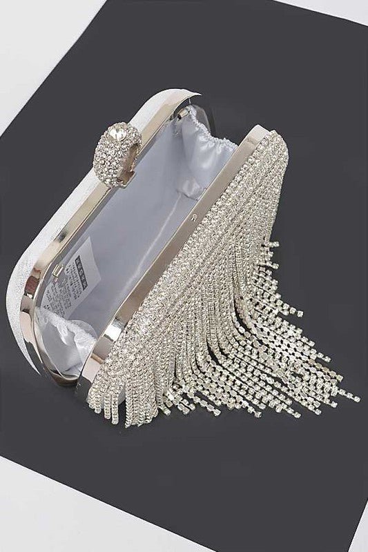 Drape Vision Fringe Rhinestone Clutch - KIOKO