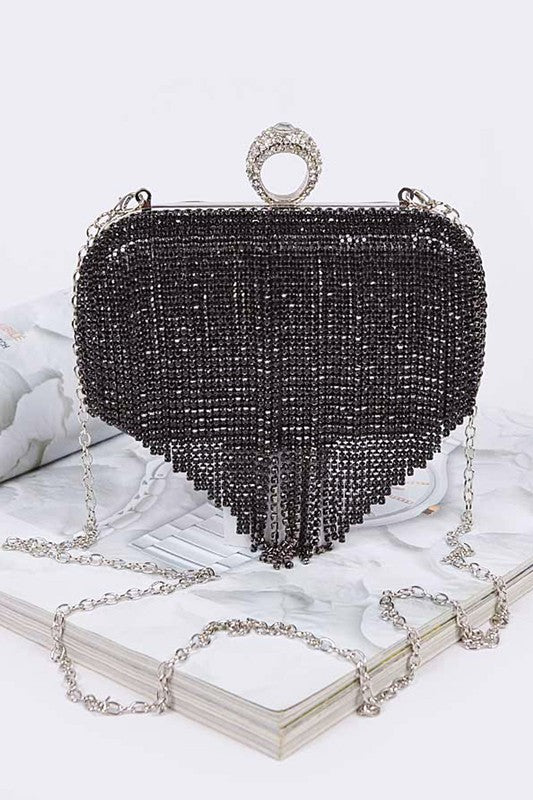 Drape Vision Fringe Rhinestone Clutch - KIOKO