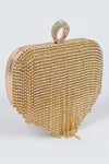 Drape Vision Fringe Rhinestone Clutch - KIOKO