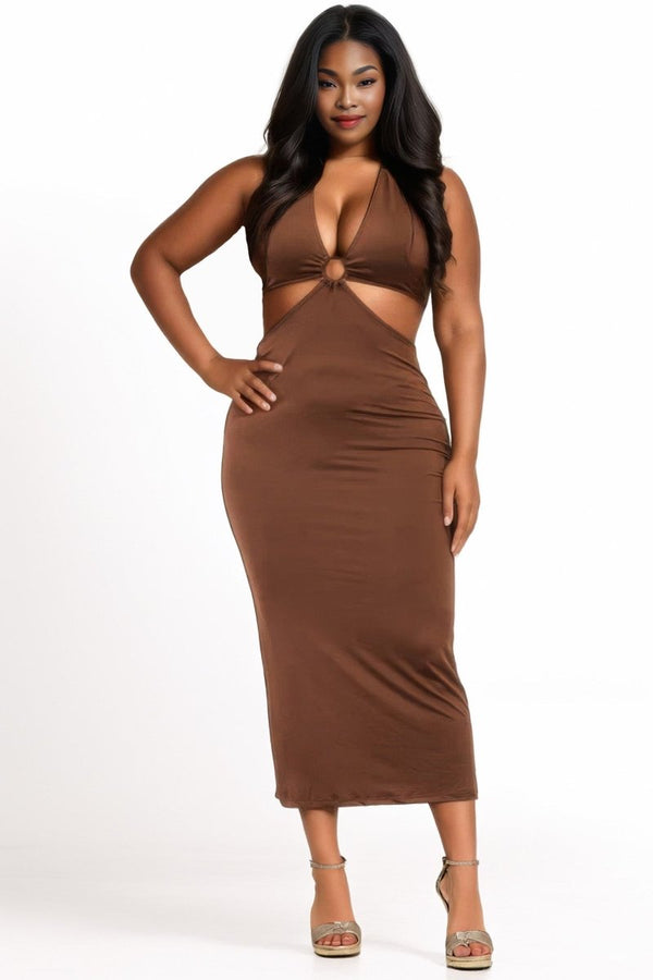 Eclipse Halter Midi Dress - KIOKO