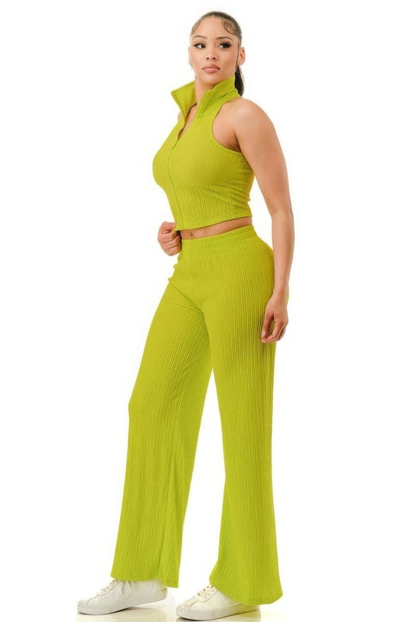 Electric Jade Zipper Pants Set - KIOKO