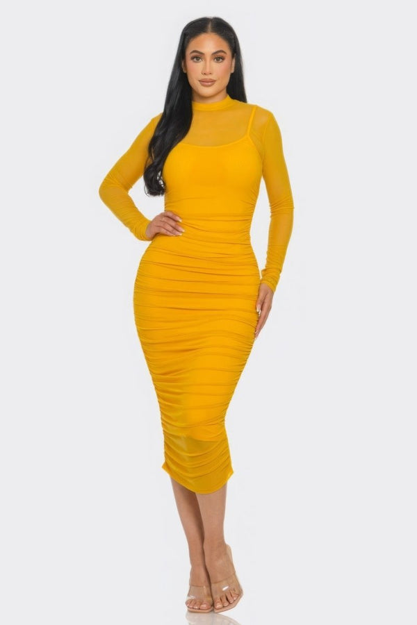 Elena Mesh Midi Dress - KIOKO