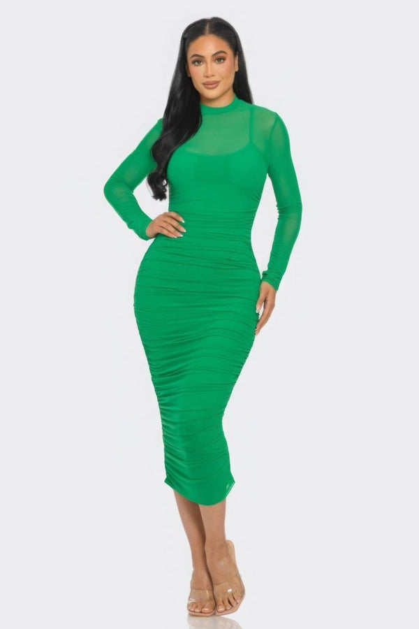 Elena Mesh Midi Dress - KIOKO