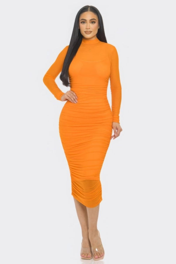 Elena Mesh Midi Dress - KIOKO