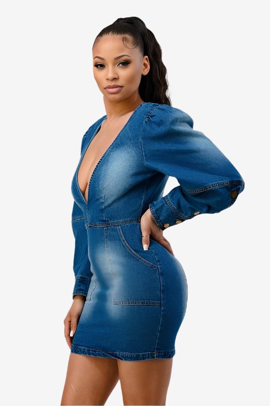 Elevate The Game Denim Ruffle Dress - KIOKO