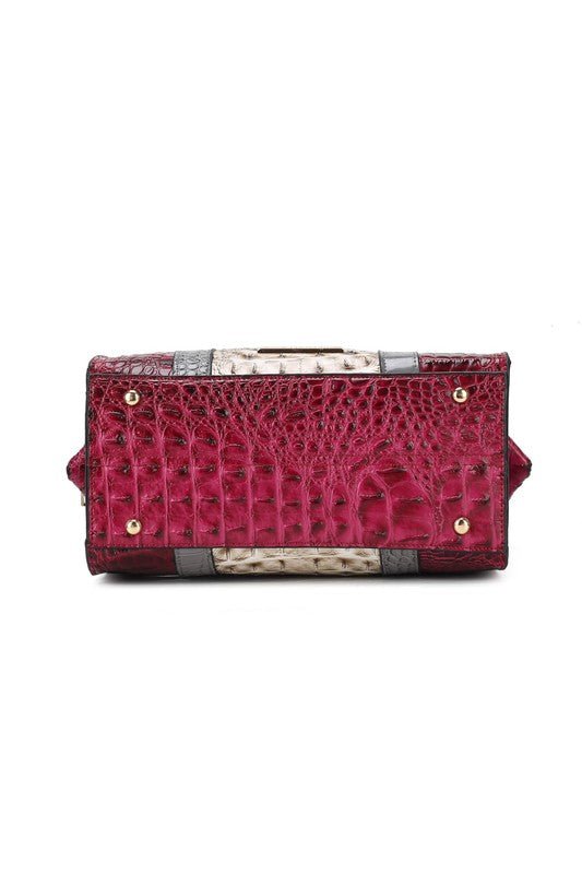 Ember Faux Croc - Embossed Satchel - KIOKO