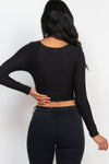 Euphoria Wrap Front Long Sleeve Crop Top - KIOKO