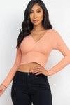 Euphoria Wrap Front Long Sleeve Crop Top - KIOKO