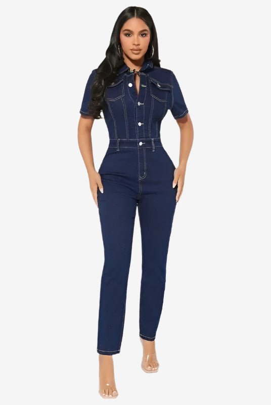Fearlessly On Trend Jumpsuit - Denim - KIOKO