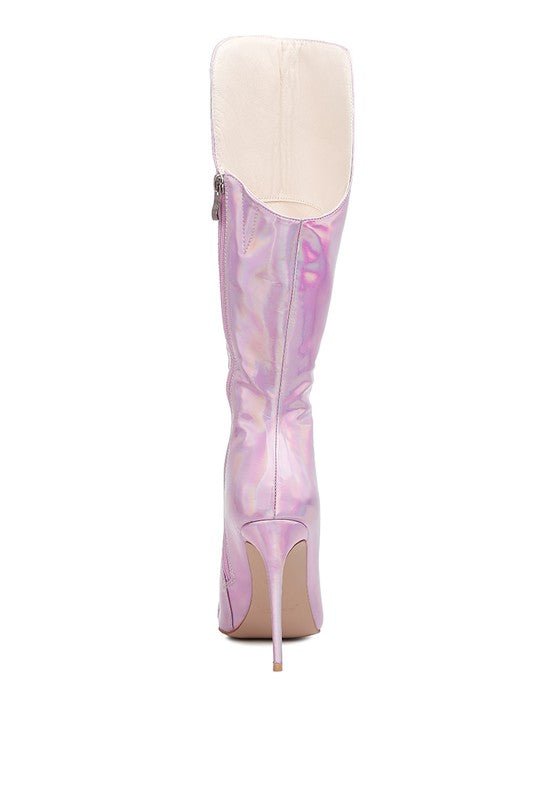 Forbidden Gold Stud Stiletto Calf Boots - KIOKO