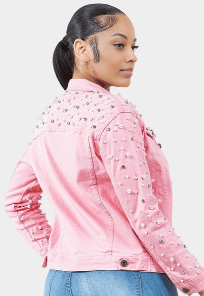 Founder's Glow Pearl Denim Jacket - Pink - KIOKO