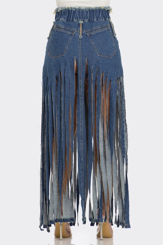 Fringe Affair Denim Skirt - KIOKO