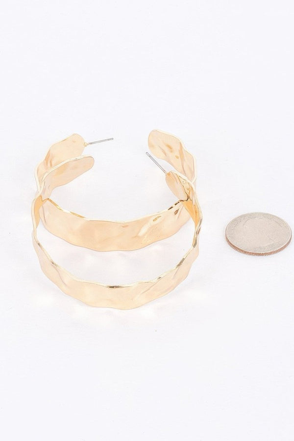 Gold Plated Wide Metal Hoop Earring - KIOKO