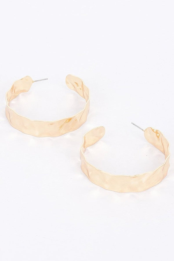 Gold Plated Wide Metal Hoop Earring - KIOKO