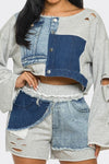 Hype Queen Deconstructed Denim Jersey Set - KIOKO
