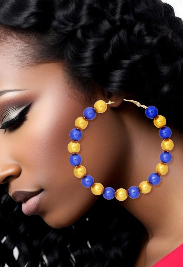 In The Fold Pearl Hoop Earrings - Blue Gold - KIOKO