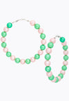 In The Fold Pearl Hoop Earrings - Pink Green - KIOKO