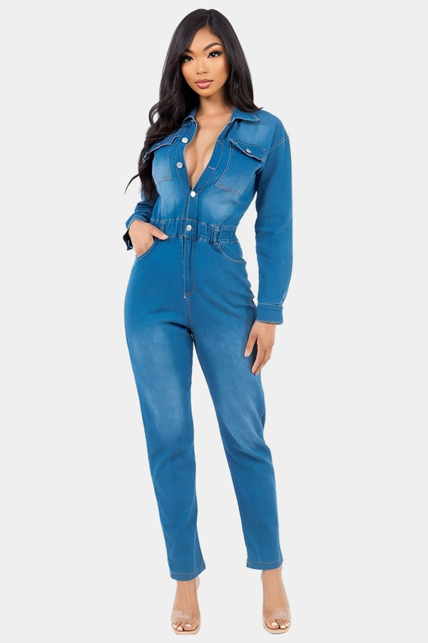 Inez Denim Jumpsuit - KIOKO
