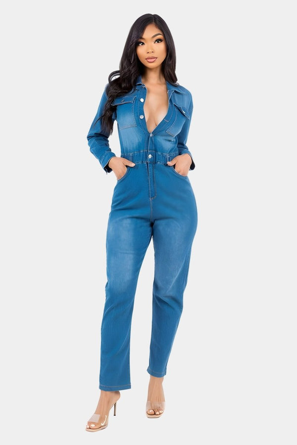 Inez Denim Jumpsuit - KIOKO