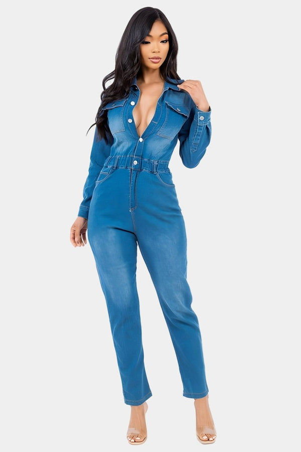 Inez Denim Jumpsuit - KIOKO