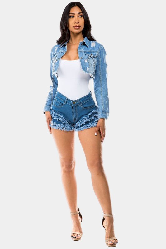 Kali Cropped Denim Jacket - KIOKO