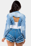 Kali Cropped Denim Jacket - KIOKO