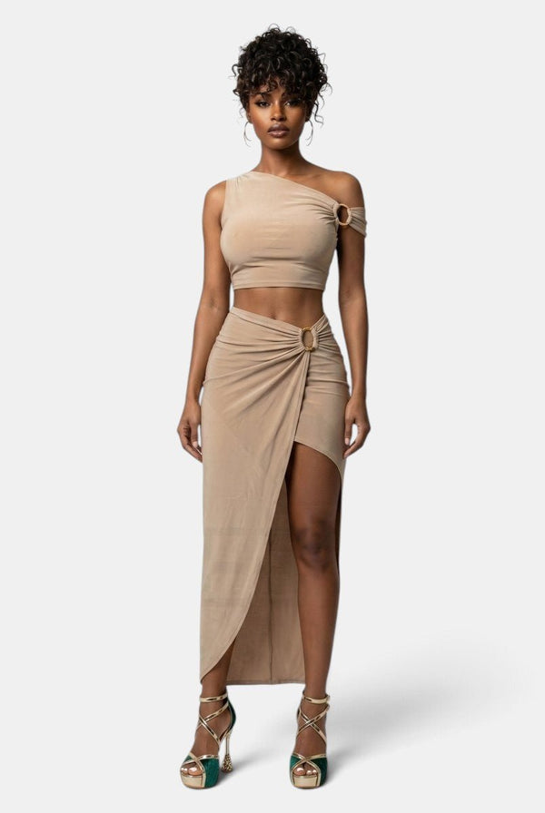 Poppin In Prague Crop Top & Maxi Skirt Set - KIOKO
