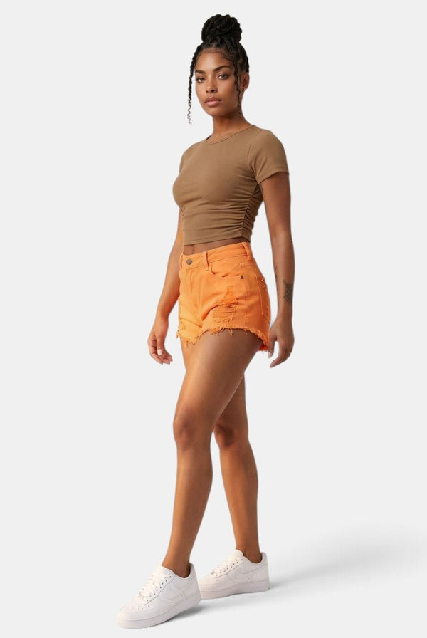 Hug Me Tight Runched Bodycon Crop Top - KIOKO