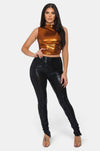 Jungle Cream Metallic Crop Top