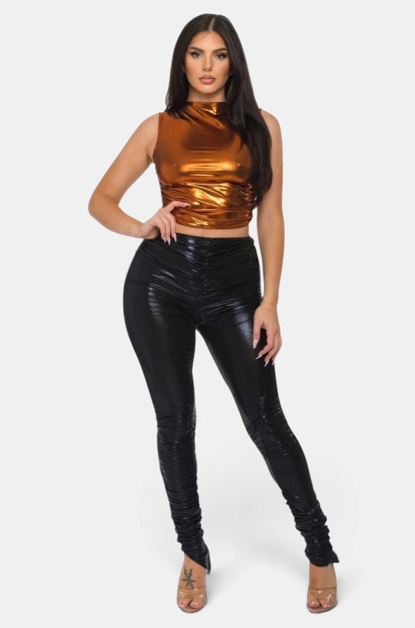 Jungle Cream Metallic Crop Top - KIOKO