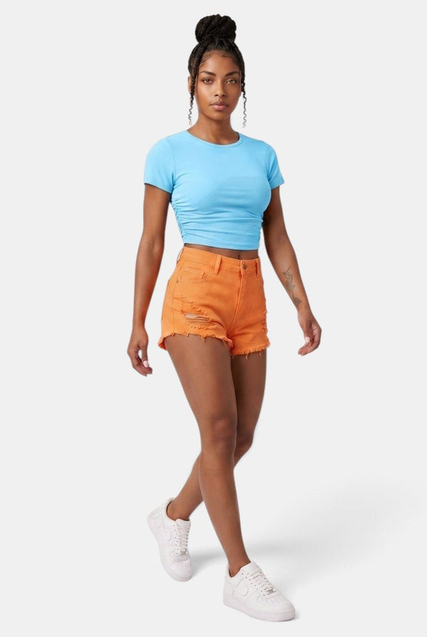 Hug Me Tight Runched Bodycon Crop Top - KIOKO