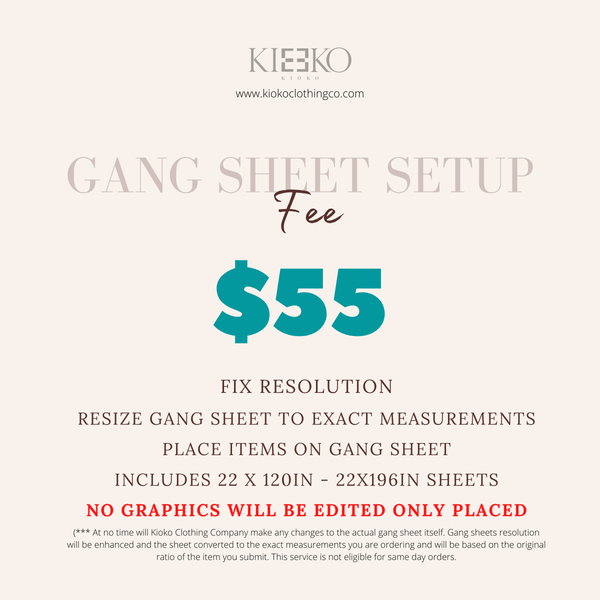 Gang Sheet Set Up Fee Transfers - KIOKO