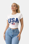 USA Fitted Crop Top T-Shirt