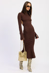 Leathrix Turtle Neck Midi Dress - KIOKO