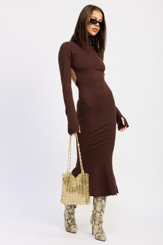 Leathrix Turtle Neck Midi Dress - KIOKO