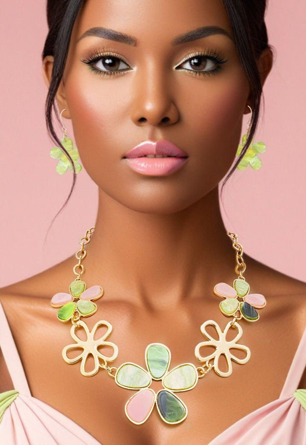 Made For Line Inlay Collar Necklace Set - KIOKO