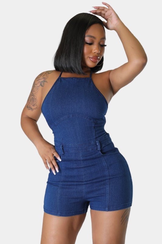 Making Headlines Denim Romper - KIOKO