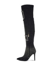 Monique Rhinestones Knee High Denim Boots - KIOKO
