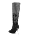 Orymple Shiny Rhinestone Studded Calf Boots - KIOKO