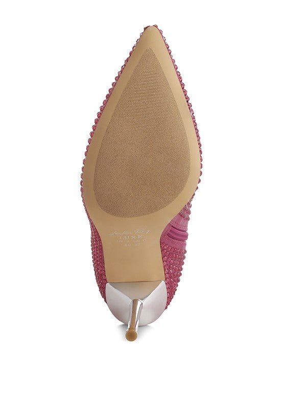 Orymple Shiny Rhinestone Studded Calf Boots - KIOKO