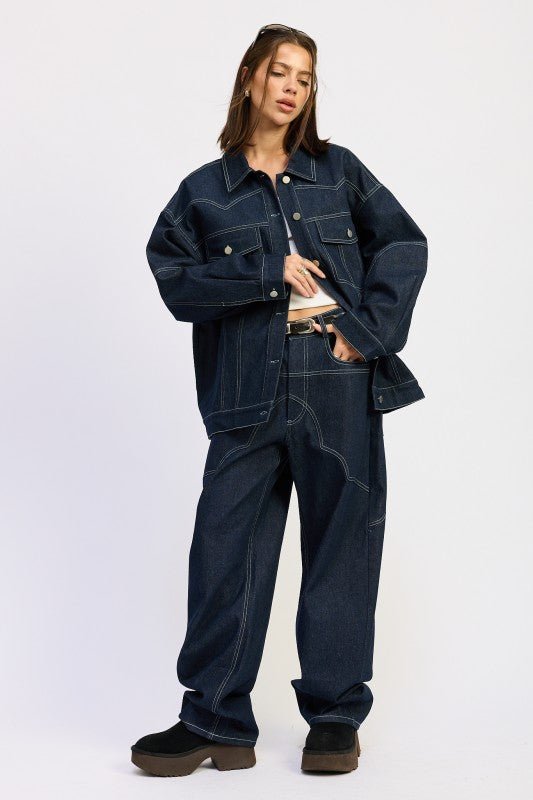 Oversized Bags Before Bros Denim Jacket - KIOKO