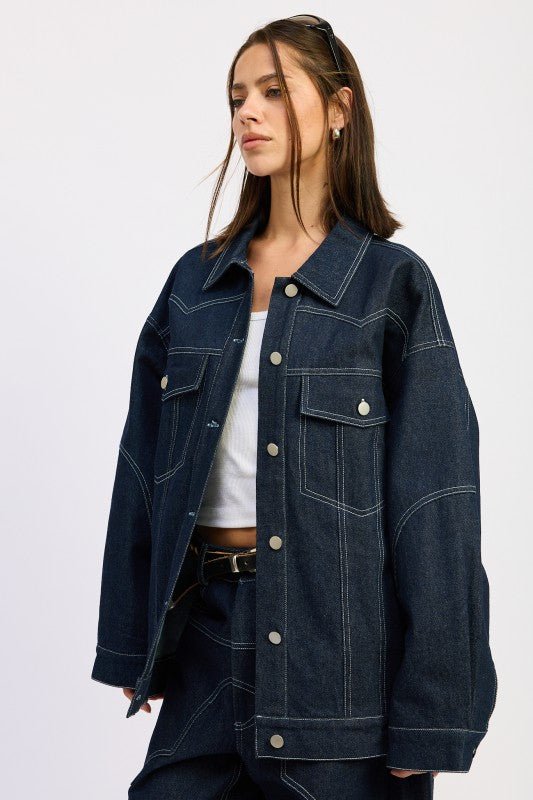 Oversized Bags Before Bros Denim Jacket - KIOKO
