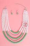 Pink Ivy 2 Pearl Necklace Set - KIOKO