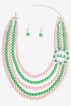 Pink Ivy Pearl Necklace Set - KIOKO