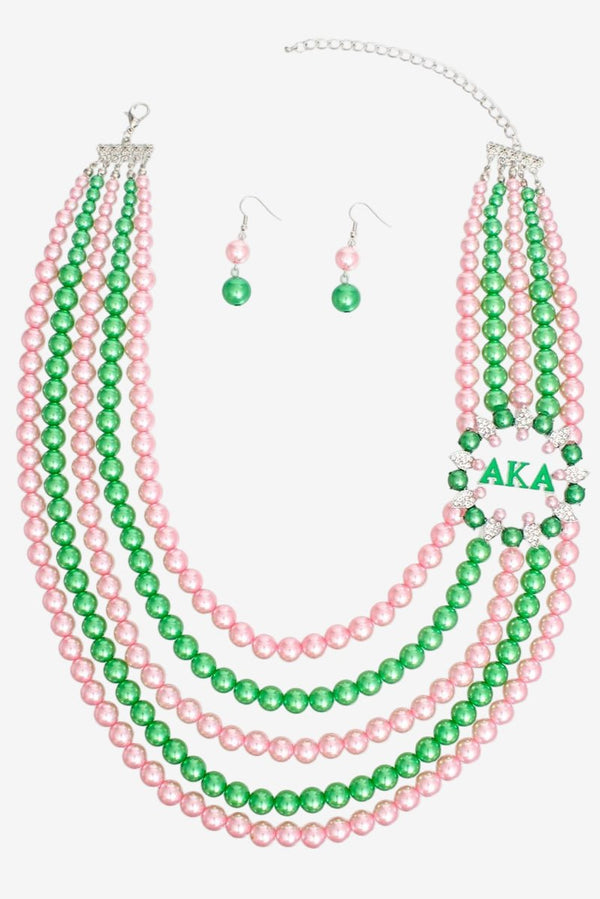 Pink Ivy Pearl Necklace Set - KIOKO