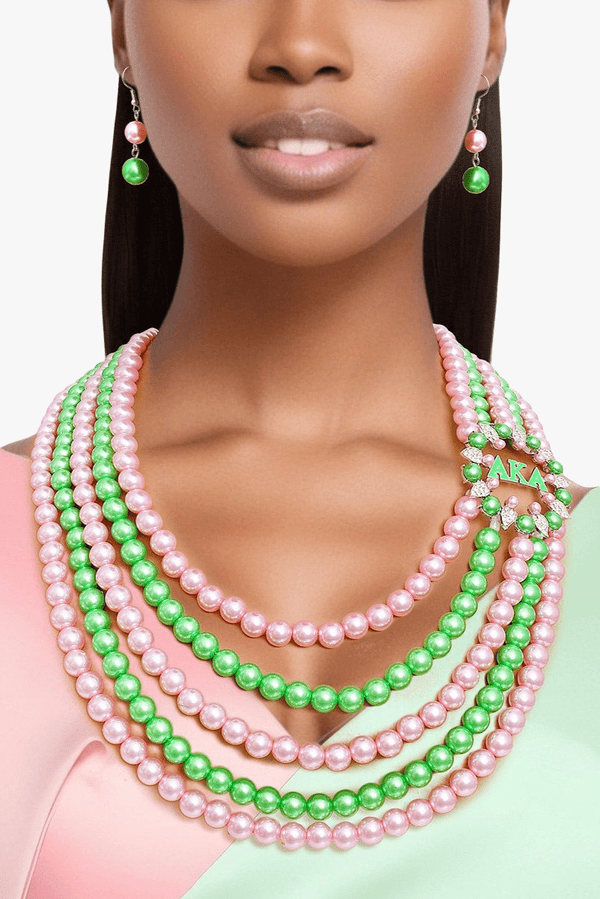 Pink Ivy Pearl Necklace Set - KIOKO